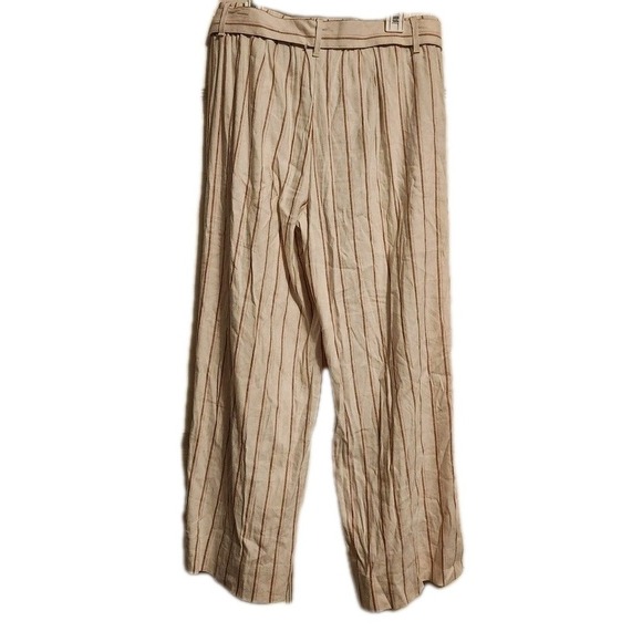 J. Jill Cream & Pink Striped Cropped Ankle Linen Pants Small - Picture 3 of 3